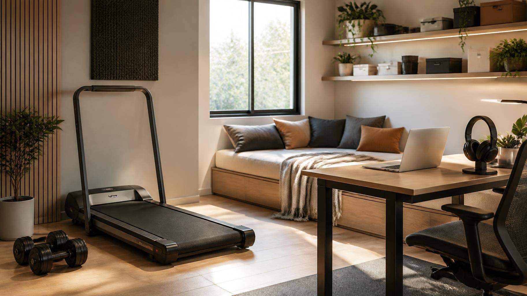 Bem-estar que cabe em casa: estratégias para integrar treino, trabalho e descanso em espaços pequenos